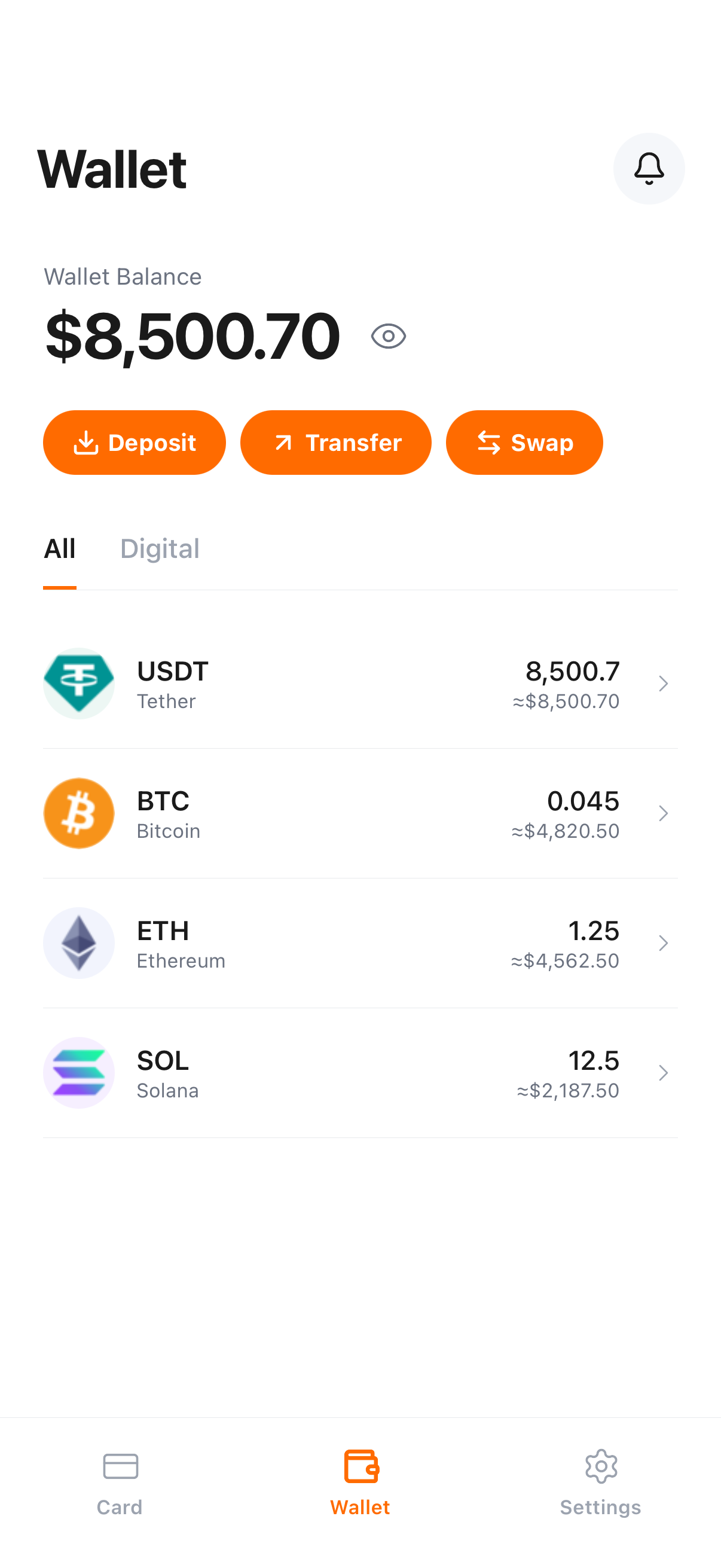 Volt Pay wallet balance screen
